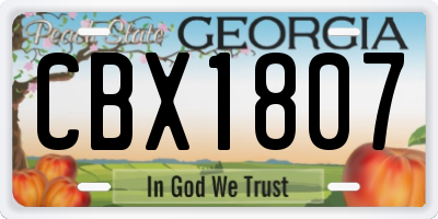 GA license plate CBX1807