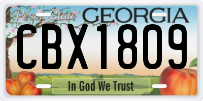 GA license plate CBX1809
