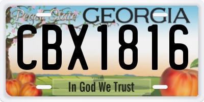 GA license plate CBX1816