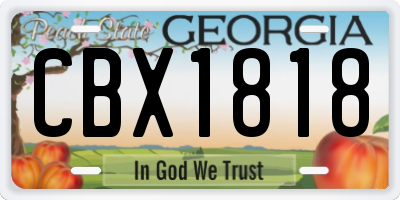 GA license plate CBX1818