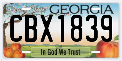 GA license plate CBX1839