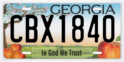GA license plate CBX1840