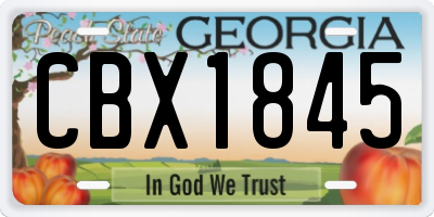 GA license plate CBX1845