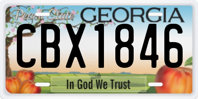 GA license plate CBX1846