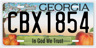 GA license plate CBX1854