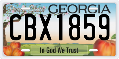 GA license plate CBX1859