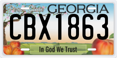 GA license plate CBX1863