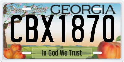 GA license plate CBX1870