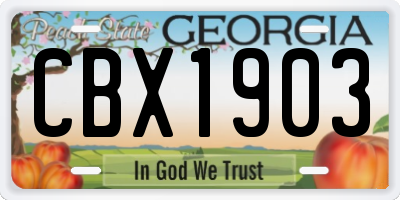 GA license plate CBX1903
