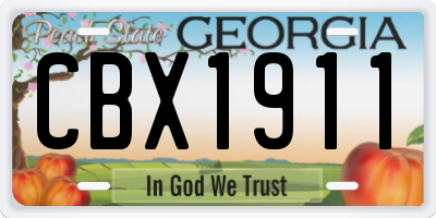 GA license plate CBX1911