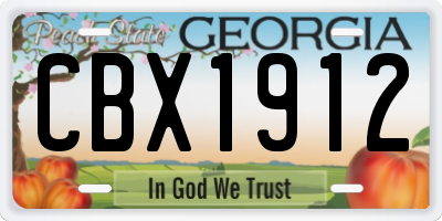 GA license plate CBX1912