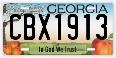 GA license plate CBX1913