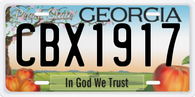 GA license plate CBX1917