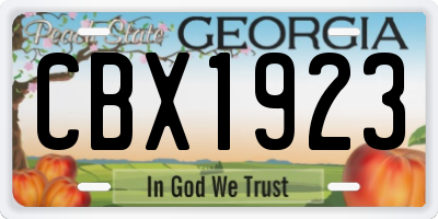 GA license plate CBX1923