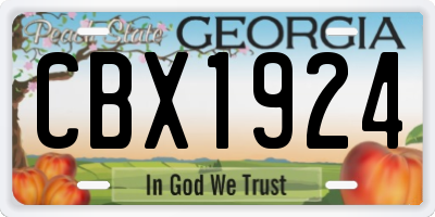 GA license plate CBX1924