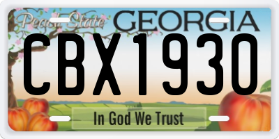 GA license plate CBX1930