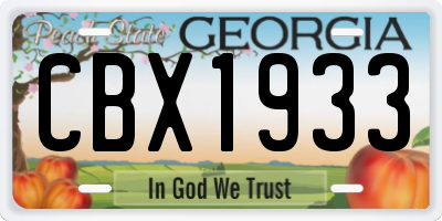 GA license plate CBX1933