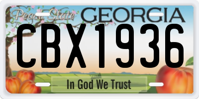 GA license plate CBX1936