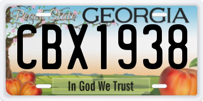 GA license plate CBX1938