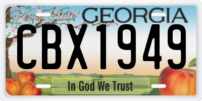 GA license plate CBX1949