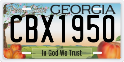 GA license plate CBX1950