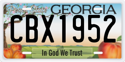 GA license plate CBX1952