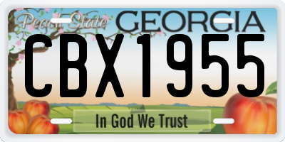 GA license plate CBX1955