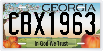 GA license plate CBX1963