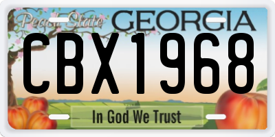 GA license plate CBX1968