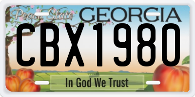 GA license plate CBX1980