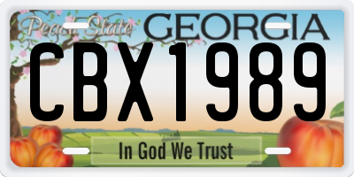 GA license plate CBX1989