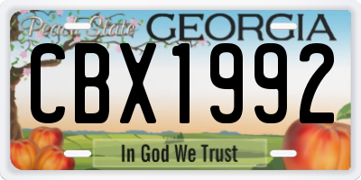 GA license plate CBX1992