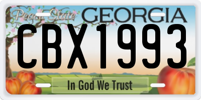 GA license plate CBX1993