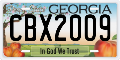 GA license plate CBX2009