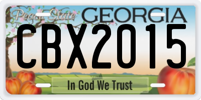 GA license plate CBX2015