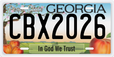GA license plate CBX2026