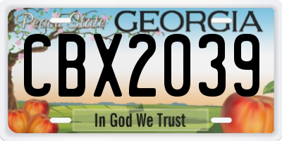 GA license plate CBX2039