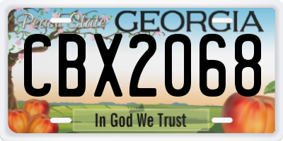GA license plate CBX2068