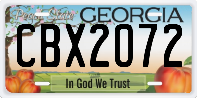 GA license plate CBX2072