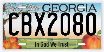 GA license plate CBX2080