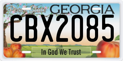 GA license plate CBX2085