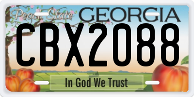 GA license plate CBX2088