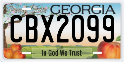 GA license plate CBX2099