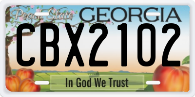 GA license plate CBX2102