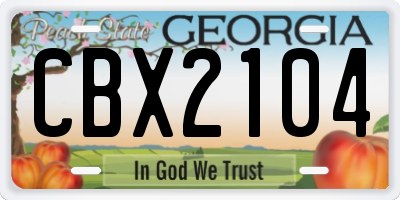 GA license plate CBX2104