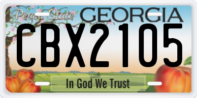 GA license plate CBX2105