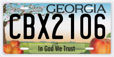 GA license plate CBX2106