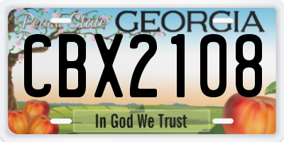 GA license plate CBX2108