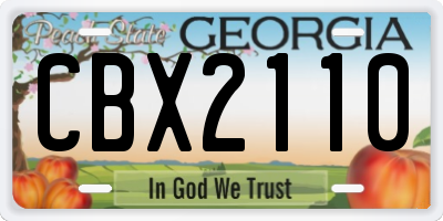 GA license plate CBX2110