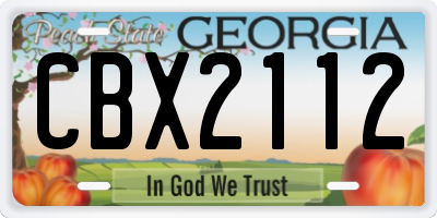 GA license plate CBX2112